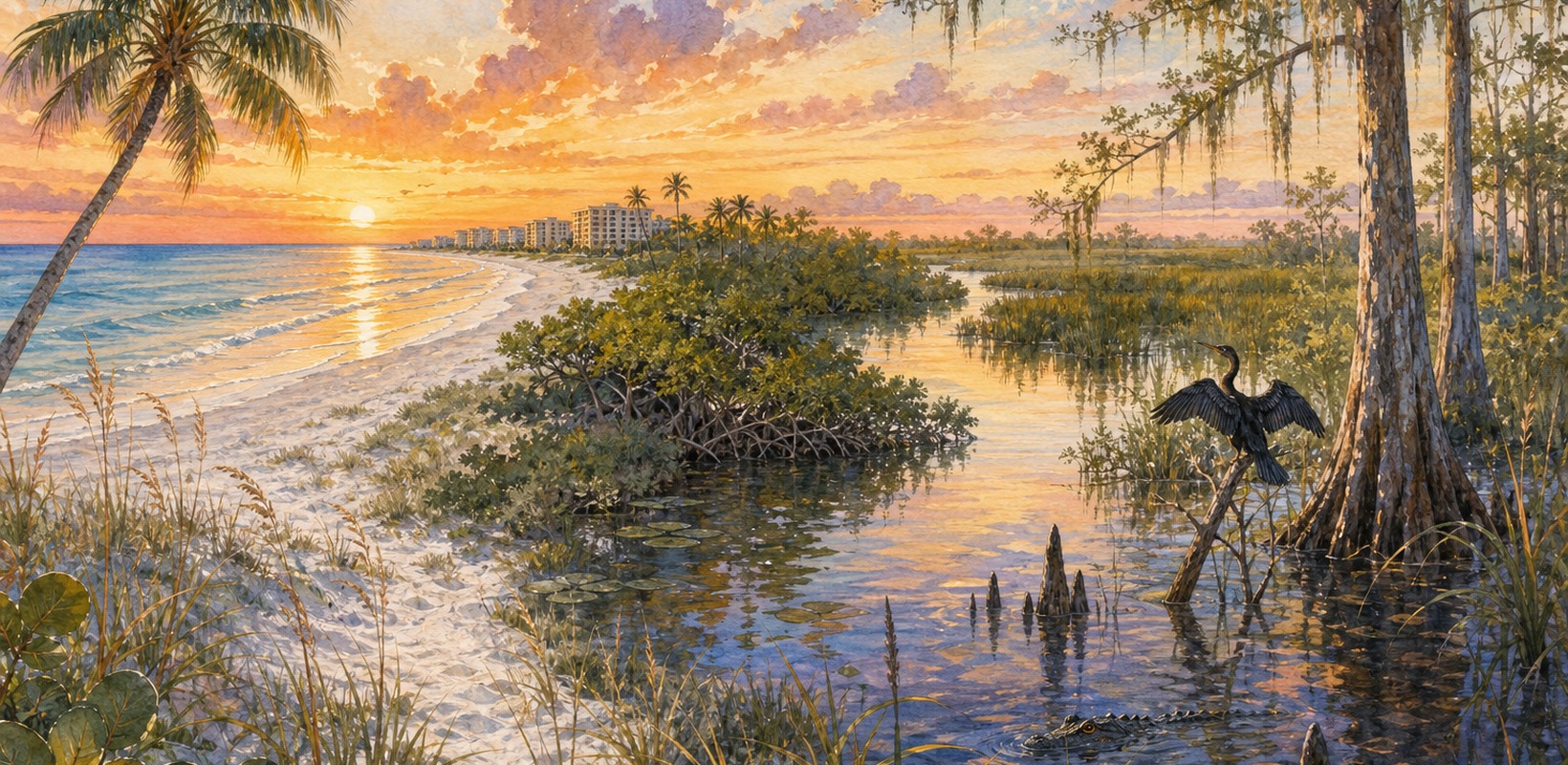 Naples coast transitioning toward Big Cypress wilderness