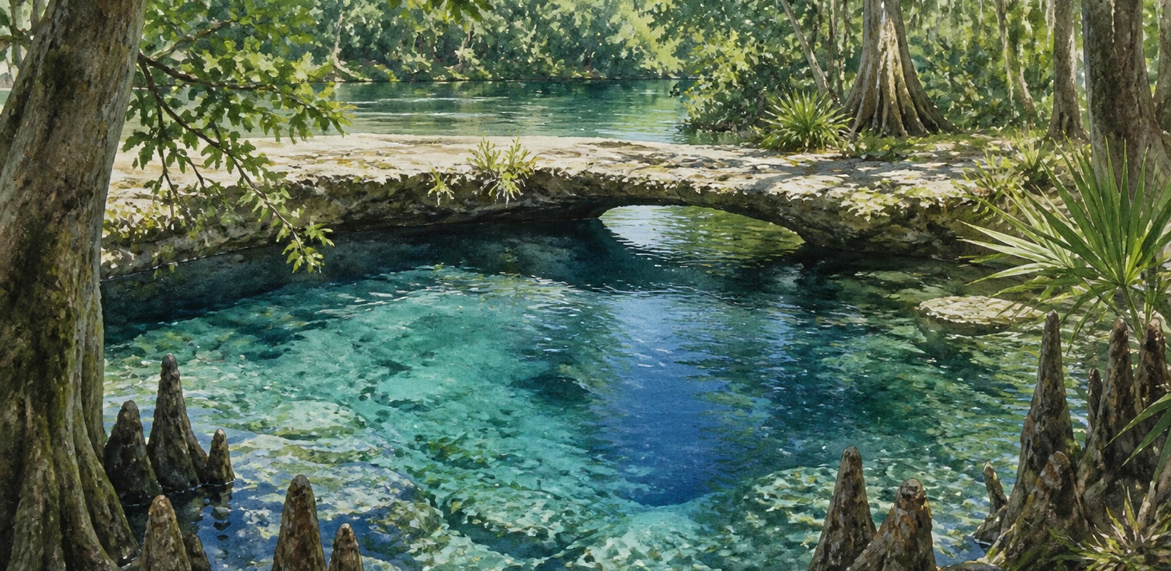 Lafayette Blue Springs and its limestone land bridge